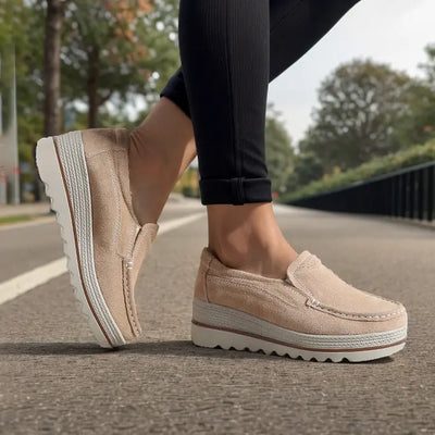 Women’s Wide Fit Orthopedic Suede Leather Shoes – Comfortable Walking & Casual Supportive Footwear