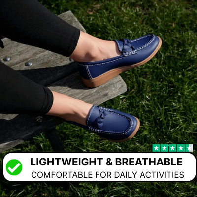 Women’s Orthopedic Soft Leather Slip-On Loafers – Comfortable Walking Shoes