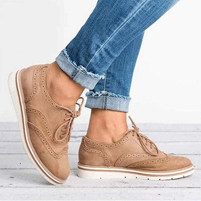 Women’s Lace-Up Flat Brogue Trainers – Casual Oxford-Style Sneakers