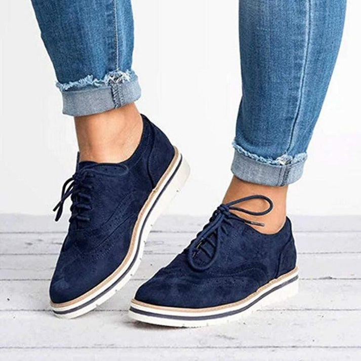 Women’s Lace-Up Flat Brogue Trainers – Casual Oxford-Style Sneakers