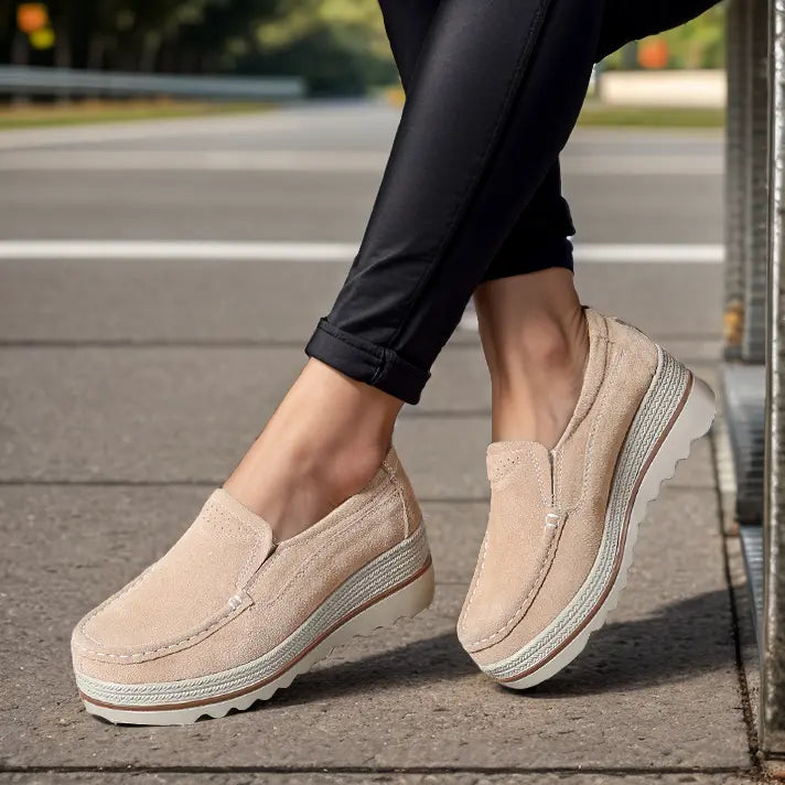 Women’s Wide Fit Orthopedic Suede Leather Shoes – Comfortable Walking & Casual Supportive Footwear