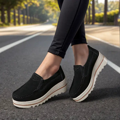 Women’s Wide Fit Orthopedic Suede Leather Shoes – Comfortable Walking & Casual Supportive Footwear