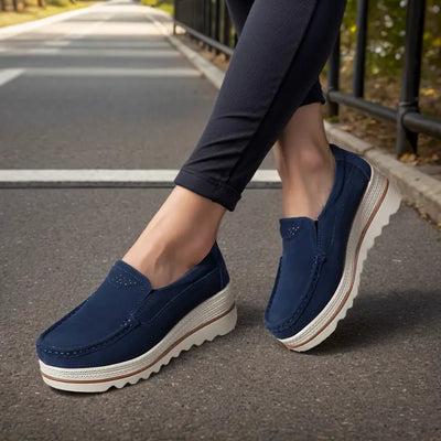 Women’s Wide Fit Orthopedic Suede Leather Shoes – Comfortable Walking & Casual Supportive Footwear