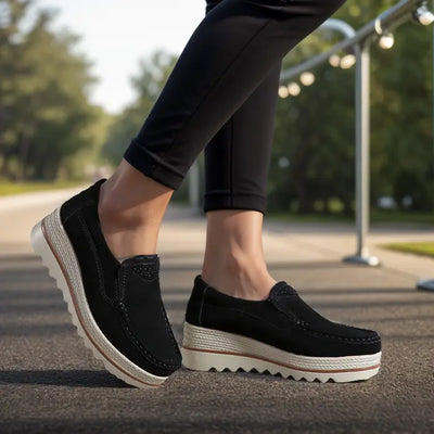 Women’s Wide Fit Orthopedic Suede Leather Shoes – Comfortable Walking & Casual Supportive Footwear
