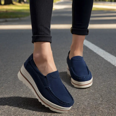 Women’s Wide Fit Orthopedic Suede Leather Shoes – Comfortable Walking & Casual Supportive Footwear