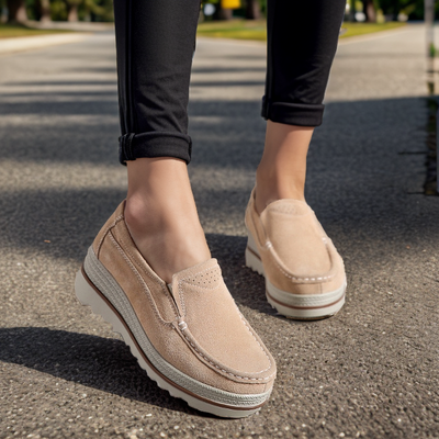 Women’s Wide Fit Orthopedic Suede Leather Shoes – Comfortable Walking & Casual Supportive Footwear