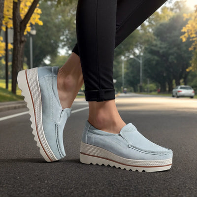 Women’s Wide Fit Orthopedic Suede Leather Shoes – Comfortable Walking & Casual Supportive Footwear