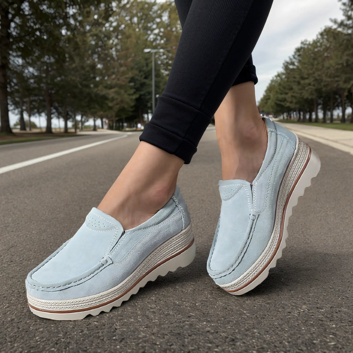 Women’s Wide Fit Orthopedic Suede Leather Shoes – Comfortable Walking & Casual Supportive Footwear