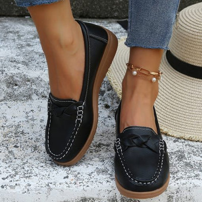 Women’s Orthopedic Soft Leather Slip-On Loafers – Comfortable Walking Shoes