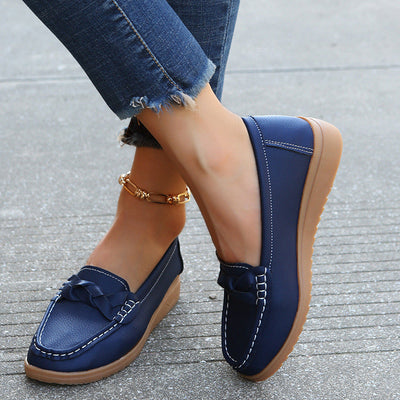 Women’s Orthopedic Soft Leather Slip-On Loafers – Comfortable Walking Shoes