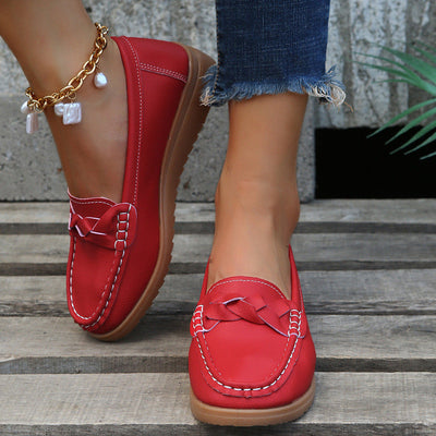 Women’s Orthopedic Soft Leather Slip-On Loafers – Comfortable Walking Shoes