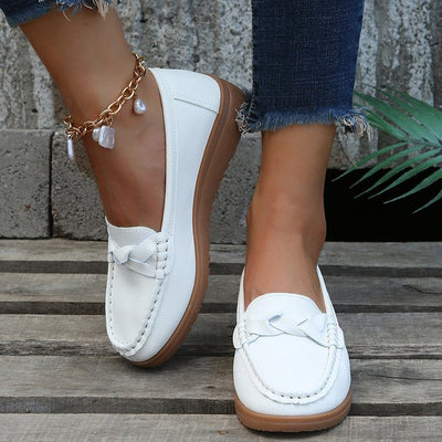 Women’s Orthopedic Soft Leather Slip-On Loafers – Comfortable Walking Shoes