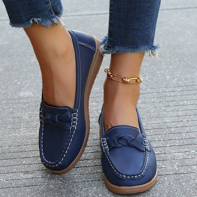 Women’s Orthopedic Soft Leather Slip-On Loafers – Comfortable Walking Shoes