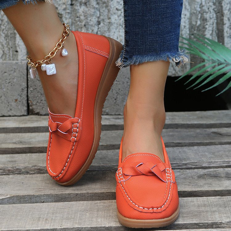 Women’s Orthopedic Soft Leather Slip-On Loafers – Comfortable Walking Shoes