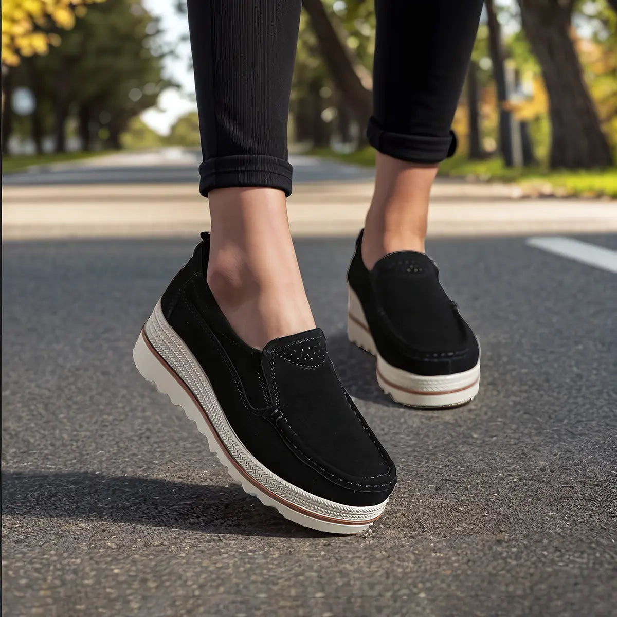 Women’s Wide Fit Orthopedic Suede Leather Shoes – Comfortable Walking & Casual Supportive Footwear