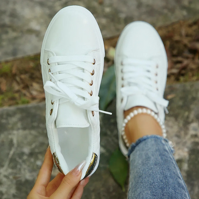 Women’s Orthopedic Quilted Sneakers – Comfortable Lace-Up Walking Shoes