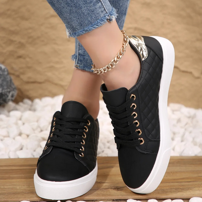 Women’s Orthopedic Quilted Sneakers – Comfortable Lace-Up Walking Shoes